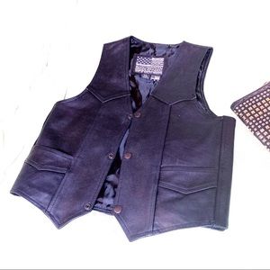 USA Bikers Dream Apparel Black Leather Biker Vest